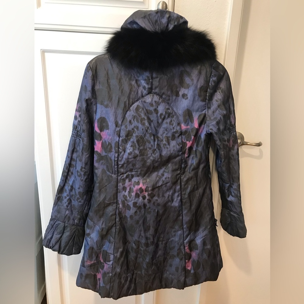 Colette Paris coat with real fur fox trim SZ S - Picture 3 of 13